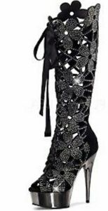 Pleaser knee high rhinestones boots sz 12 NWT